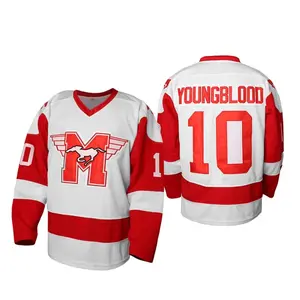 Men's Letter & Youngblood Jersey, #10,Vintage Long Sleeve V Neck Hockey Ball Uniform,  Ice Hockey Jersey, Casual Sportswear for Men