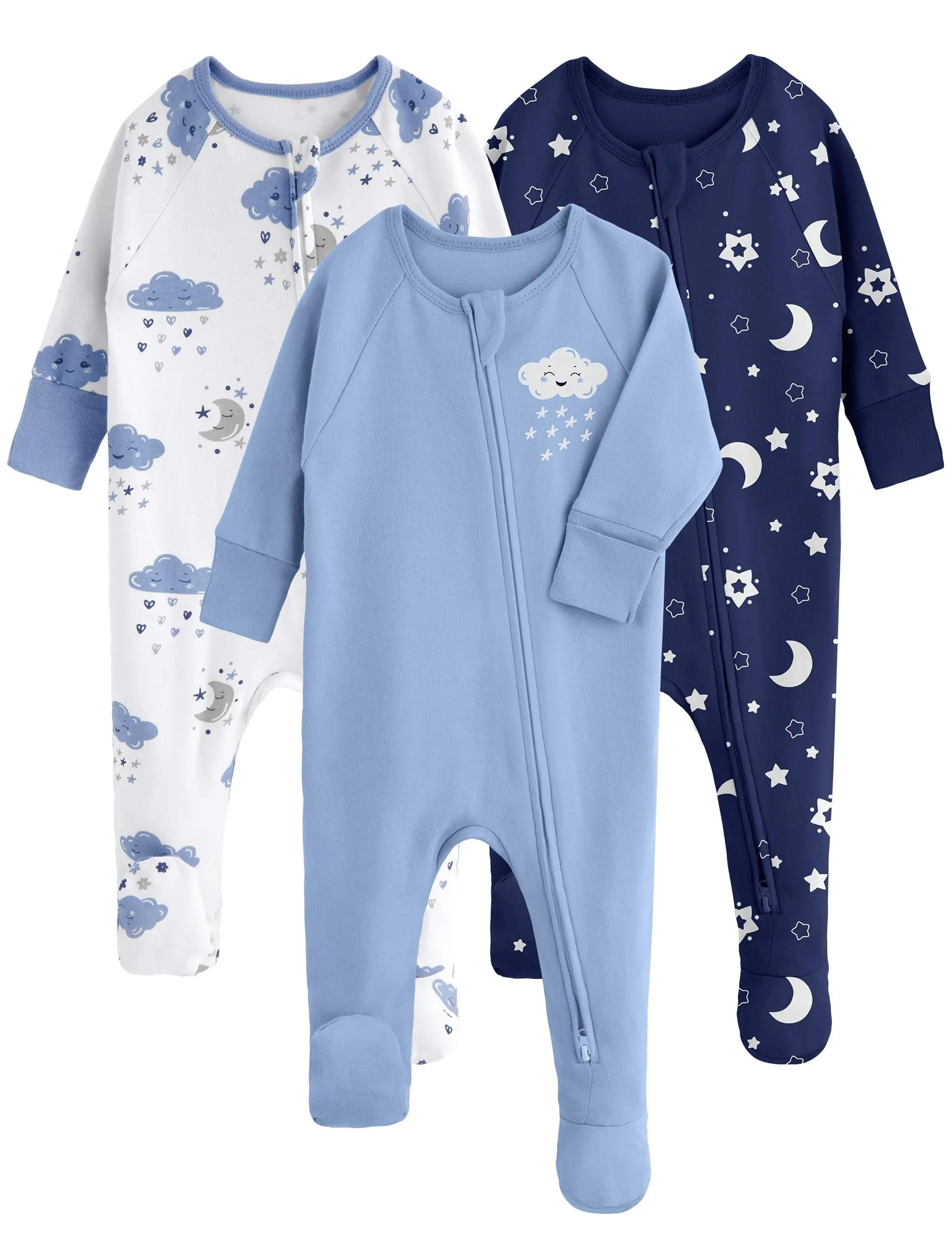 Yoofoss Baby Pajamas 100% Organic Cotton Baby Sleepers for Newborn 0-3 3-6 6-9 Months Boys Girl Clothes 3pcs Footed PJs,sohochic