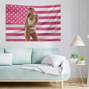 [Patriotic Tate Pink Flag] 3x5ft Patriotic America Funny Tate Pink Flag - 1pc Durable Microfiber Wall Hanging with 4 Grommets, No Electricity Needed, 3D Printed, Perfect for Bedroom, Living Room, Dorm, or Concert Decor, American Flag Decor,