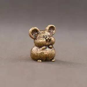 Creative Brass Cute Adorable Mouse Desktop Decoration, Desktop Statue, Home Office Desk Ornament, Unique Gift Idea, Decorative Figurine for Study Room