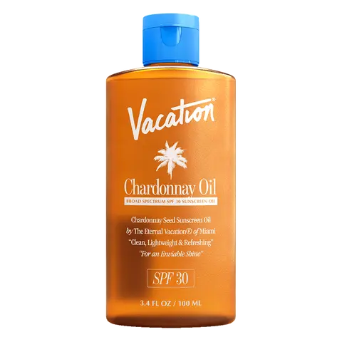 Chardonnay Oil SPF 30 3.4 oz | Broad Spectrum SPF Sunscreen, Hydrating, Lightweight, Reef Safe, Transparent on All Skin Tones, Tanning Glow, Vegan