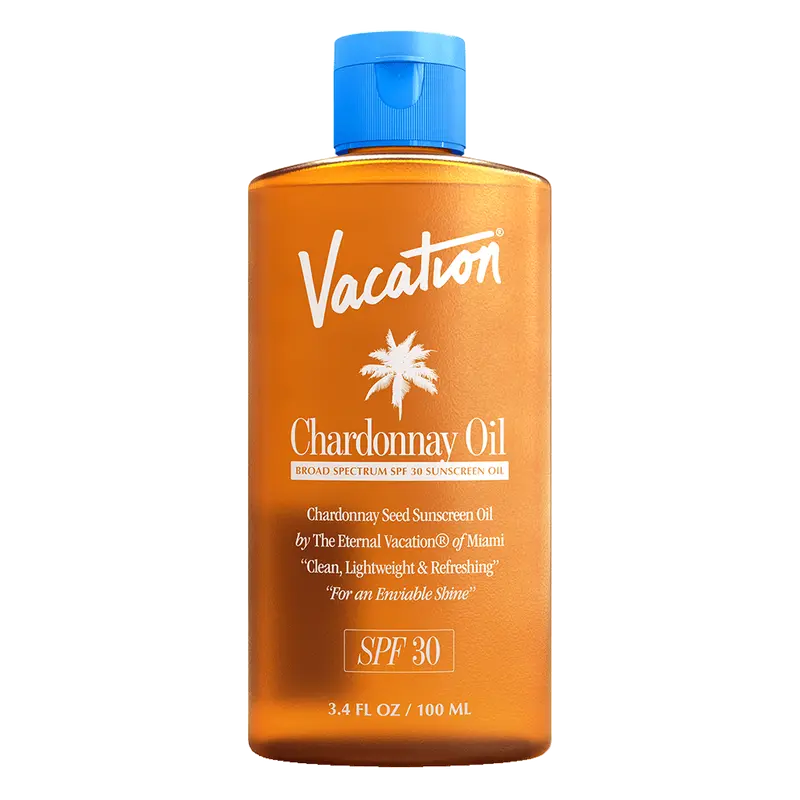 Chardonnay Oil SPF 30 3.4 oz | Broad Spectrum SPF Sunscreen, Hydrating, Lightweight, Reef Safe, Transparent on All Skin Tones, Tanning Glow, Vegan
