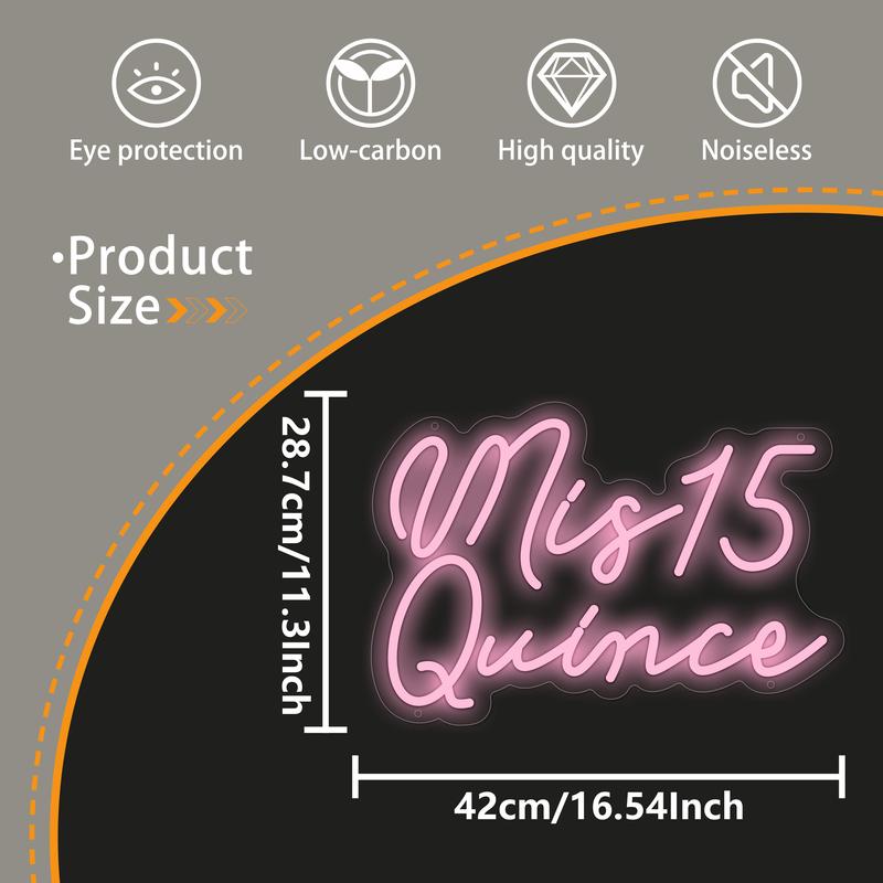 Moneter Mis 15 Quinceanera Neon Signs for Wall Decor Neon Lights for Bedroom Led Signs Suitable for Quinceanera Christmas Birthday Party Unique Gift for Girls