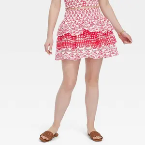 Women's Floral/Star Geo Tiered Mini Skirt - Roller Rabbit