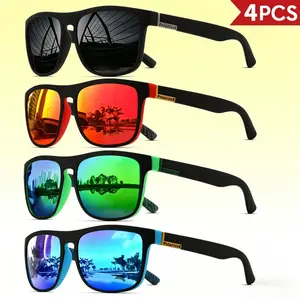 4-Pack Unisex Square Sports Sunglasses Polarized UV400 Lens Durable Lightweight PC Frame Ideal for Driving Fishing Outdoor Fun Versatile Protective Eyewear