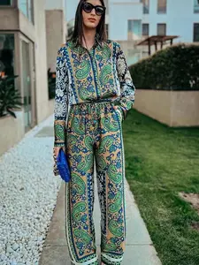 KONDALA Vintage High Wasit Wide Leg Pants Boho Sets