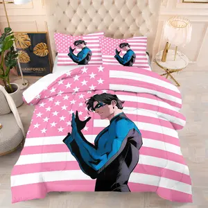 Nightwing American Flag Quilt Set,Funny American Flag,Including 1 Quilt and 1 or 2 Pillowcases without Pillows,Suitable as Gift for Teenagers and Adults,Soft and Warm Bedroom Bedding Set