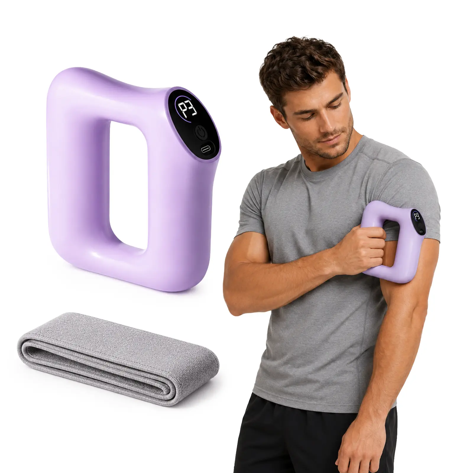 HopHorse Adjustable Portable Fascia Ring Massager for Waist & Back, Cordless Rechargeable Vibration Recovery Device, Lightweight Muscle Relaxation Equipment for Home Wellness, Relaxing