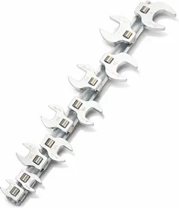 3/8" Drive Crowfoot Wrench Set, 10 pcs, 3/8”-1”, Chrome-Plated Steel, SAE Open-End Nut Wrench Set With Clip-on Storage Rail for Nut Removal, Automotive Repair, Hard-To-Reach Areas