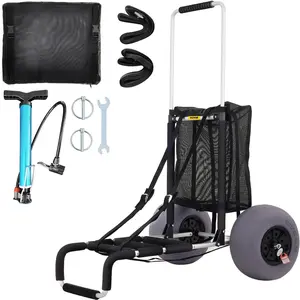 【Father's Day】VEVOR Beach Carts for Sand,  23" x 15" Cargo Deck, w/ 13" TPU Balloon Wheels, 165LBS Loading Folding Sand Cart & 33.1" to 51.6" Adjustable Height, Aviation Aluminum Cart for Picnic, Fishing, Beach