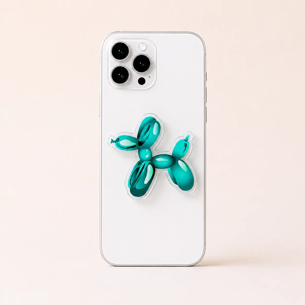 Cyan Balloon Dog Magsafe Phone Grip, Green Aesthetic Acrylic Magnetic Phone Mount, Pop Socket Durable Smartphone Y2K Kindle Girly Accessories