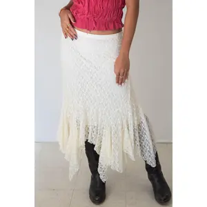 Asymmetrical Lace Midi Skirt