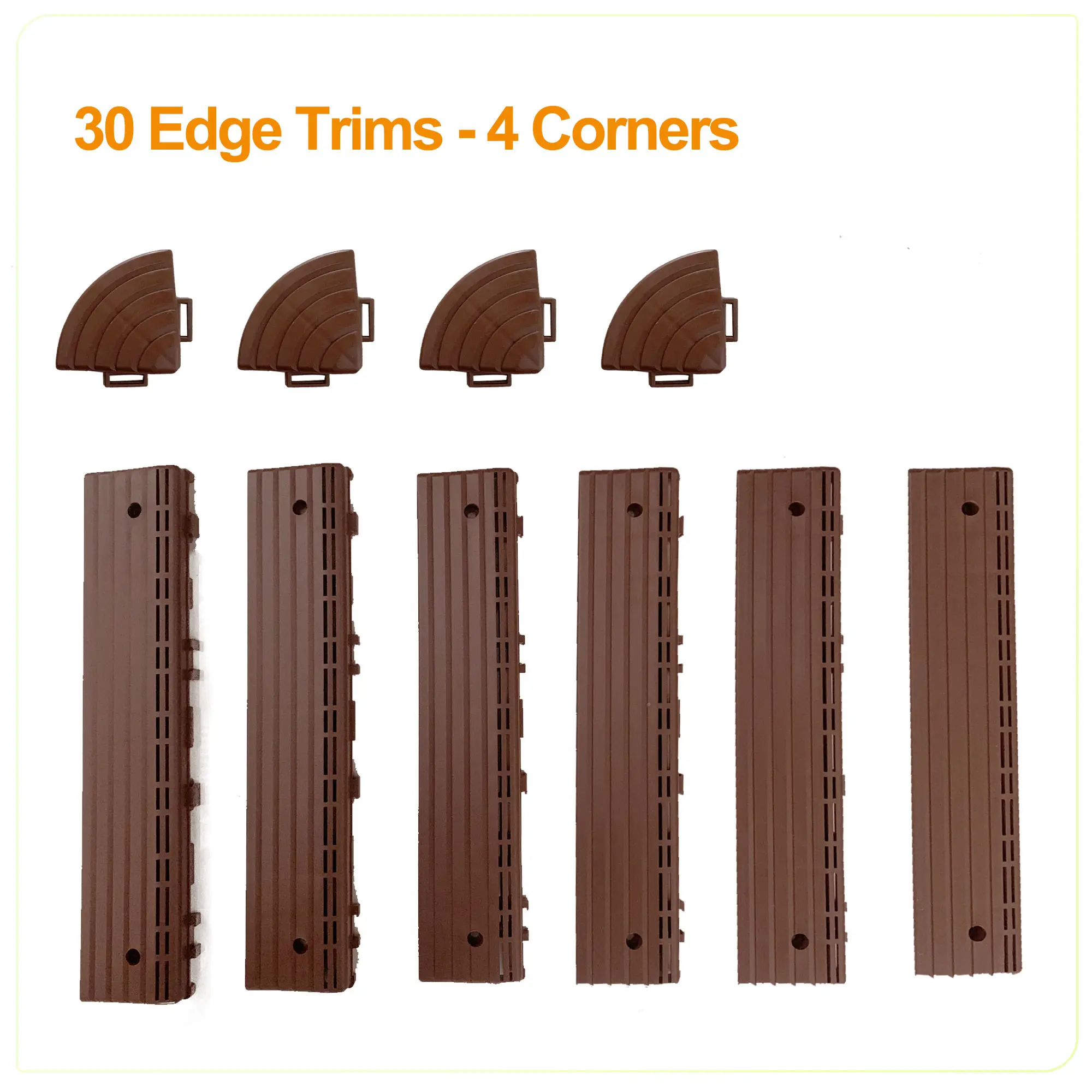 30 Trim Pieces And 4 Corners/60Trim And 4 Corners For HZ Deck Tiles,Easy interlock,Waterproof,Fireproof,UV Resistant