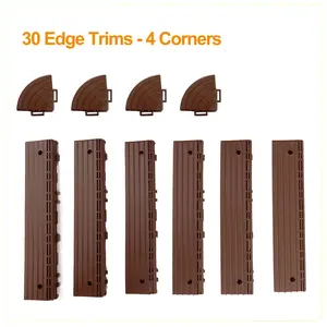 30 Trim Pieces And 4 Corners/60Trim And 4 Corners For Deck Tiles,Easy interlock,Waterproof,Fireproof,UV Resistant