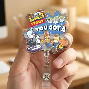 Lab Story 2026 Lab Week Retractable Badge Reel, Medical Lab Professional ID Holder Clip NES