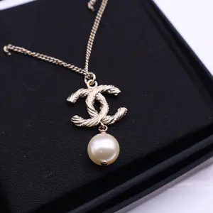 Pre-owned Chanel CC Logo Pendant Necklace Metal twins LDJ3595