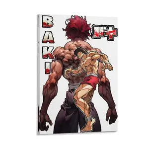 Baki Hanma Anime Poster, Aesthetic Canvas Wall Art, Stylish Boys' Dorm & Bedroom Decor, Modern Living Room Wall Art, Trendy Home Decoration Prints. Poster Canvas Wall Art For Bedroom Decor Bar Office Room Decor Gift