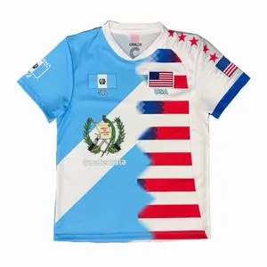 SKY BLUE GUATEMALA SOCCER JERSEY with USA Flag Design and Team Logo for Sports Fans