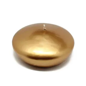212 MAIN Handpoured Extra Large Round Floats Decor Floating Candles, 4 in., Metallic Bronze Gold - 3 Pieces per Box (Jeco CFZ-097)