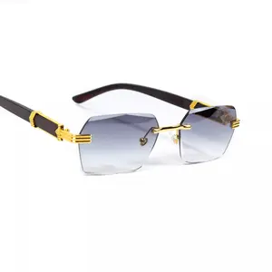Men Sunglasses Gold Clear Lens Eye Glasses Brown Metal Frame Hip Hop Fashion