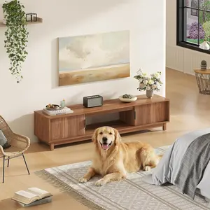 58" & 70" TV Stand for 50–65 Inch TVs, Modern Wood Media Console Table with Storage Doors & Cable Hole, Entertainment Center for Living Room, Bedroom & Home Office