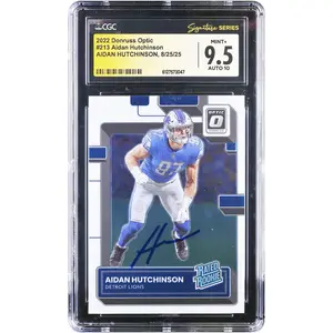 Aidan Hutchinson Detroit Lions Autographed 2022 Panini Donruss Optic #213 CGC Authenticated 9.5/10 Rookie Card - Fanatics Authentic Certified