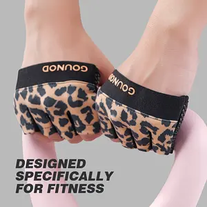 A pair of unisex half-finger fitness gloves with a palm grip pad design, suitable for yoga practice, fitness equipment, and dumbbell training, featuring breathable, lightweight, and unique styling