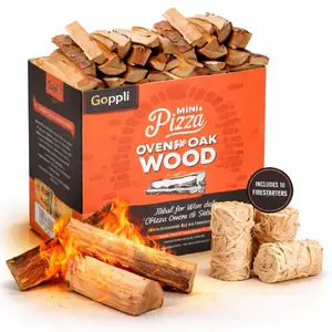 Goppli Firewood Pizza Oven Kit - 5.25in Mini Oak Logs with Firestarters, Compatible with Ooni, Gozney, Solo Stove, Portable Pizza Ovens, Charcoal BBQ Grills, Portable BBQs, Barbecue