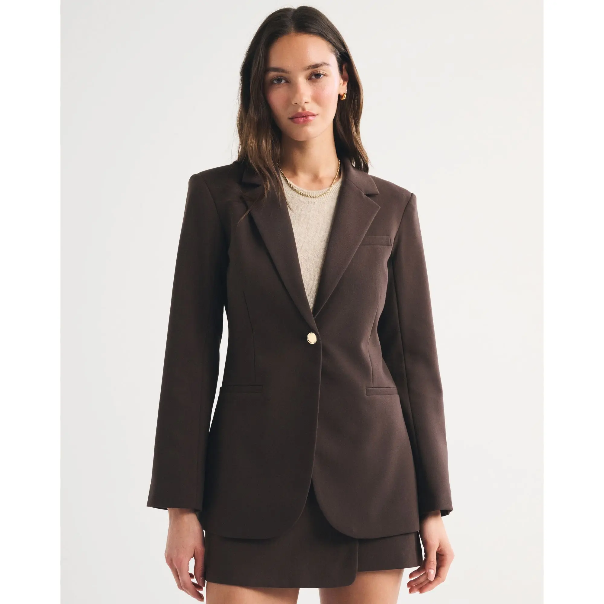 Abercrombie & Fitch Nipped Waist Suiting Blazer