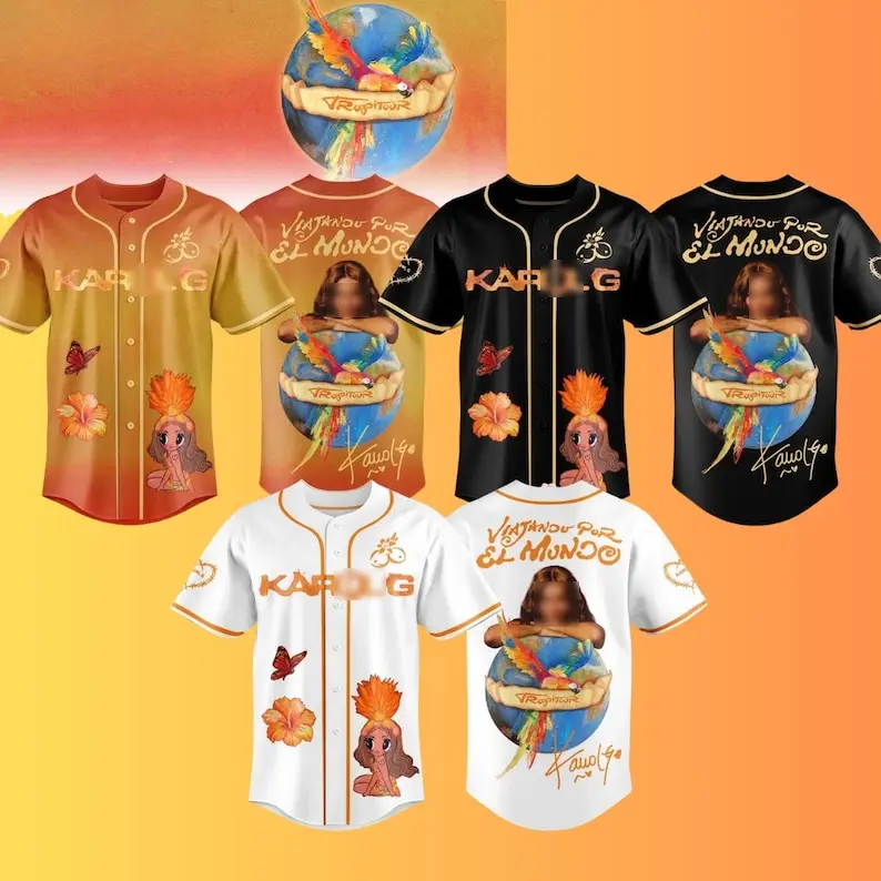 Latin Music Tour Inspired Baseball Jersey Shirt | Viajando Por El Mundo Tropitour Limited Edition Jersey | Sport Apparel Gift