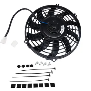 Alloyworks 9" 12V Pull Push Curved Blade Electric Radiator Cooling Fan + Mounting Kits