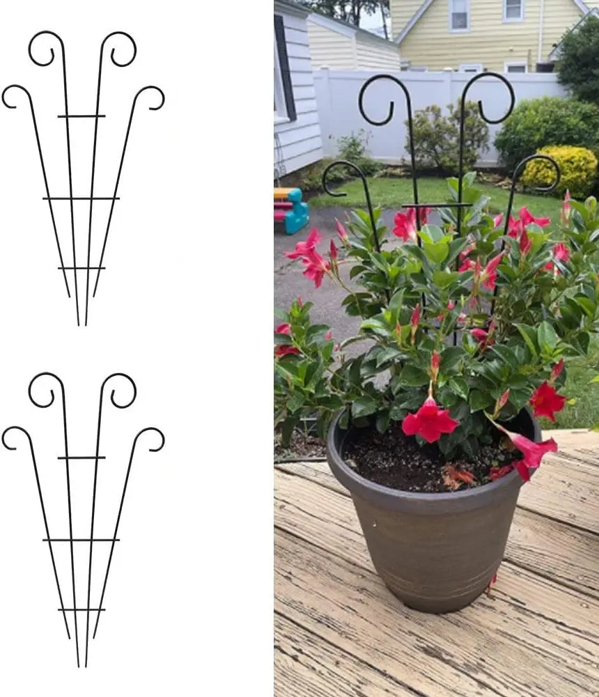 2-Pack 23'' Coated Wave Pot Trellis Stakes – Outdoor Support for Roses, Vegetables & Flowers