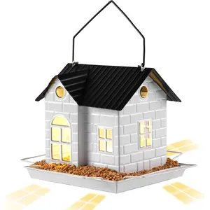 Solar Bird Feeder for Outdoors Hanging,  Proof Bird Feeders, Metal Solar Bird Feeder House,  Bird Feeders for Finch Cardinal Chickadee, Large Capacity, Durable & Weatherproof