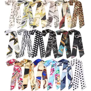 18pcs Women Handbag Headband Scarf Hair Purse Scarf Handle Ribbon Satin Head Neckerchief Headband Charm for Gifts