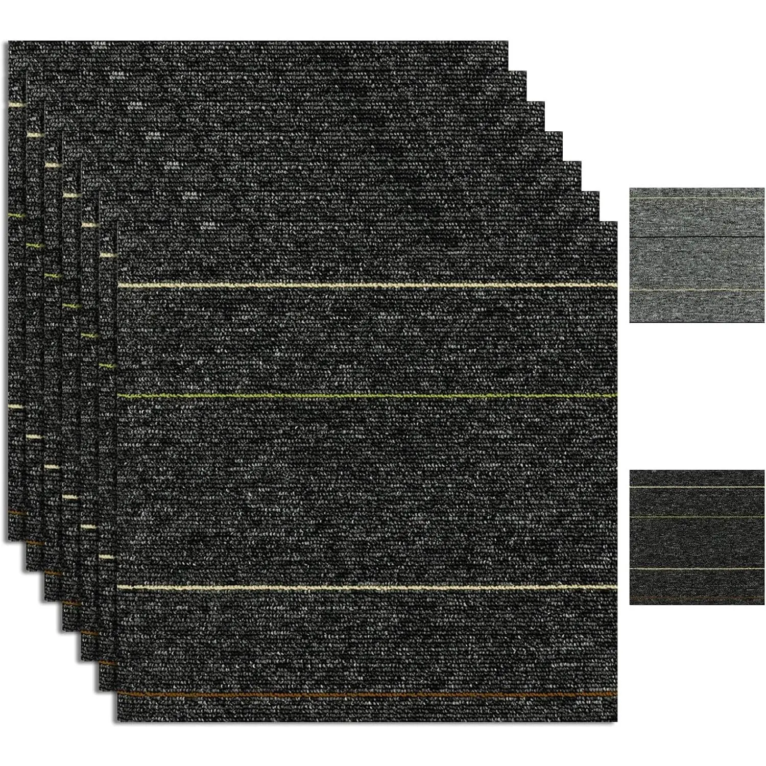 Square Self-Adhesive Carpet Tiles, 12"x12"Peel and Stick Floor Carpet Squares, Soft Low-Pile Carpet Planks for  Office Basement, (10Pcs Dark Grey)