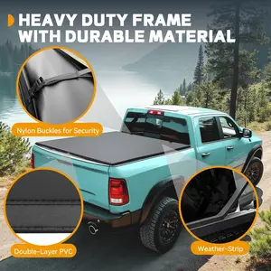 5.8 ft Bed Heavy Duty Quad-Fold Truck Bed Tonneau Cover for Chevy Silverado GMC Sierra 1500 New Body Style 2007-2025 Without Multi-Flex Tailgate
