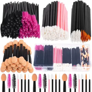 Disposable Cosmetic Applicators Set with Makeup Cosmetic Storage Organizer Box - Smooth Nylon Bristles Mascara Wands, Eyeliner Brushes, Lip & Eyeshadow Tools, Multi-Use for Daily, Salon Hygienic Makeup