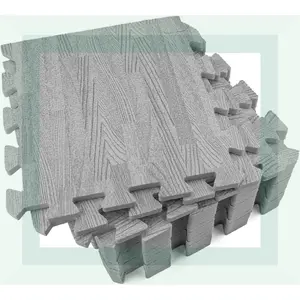 16 Pieces Printed Wood Grain Interlocking Floor Tiles 3/8-Inch Thick EVA Foam Grey Puzzle Floor Mat(Gag Toys & Practical Jokes)(Gag Toys & Practical Jokes)