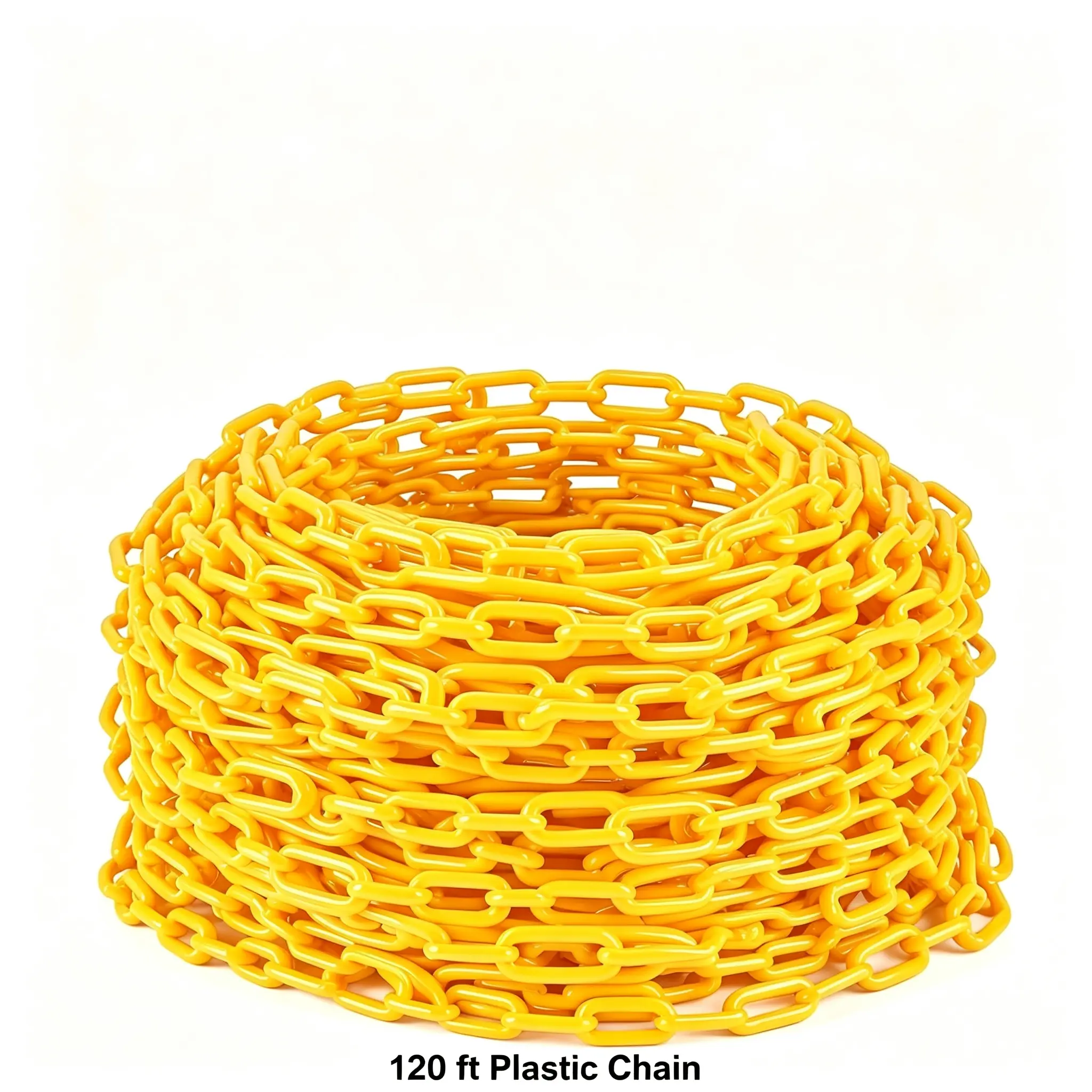 Garvee UV-Resistant Plastic Safety Barrier Chain for Crowd Control - 120ft Bulk Pack Roll, 6mm Links, 25 Hooks Included, Construction Accessories - Outdoor Use for Driveways, Construction Sites