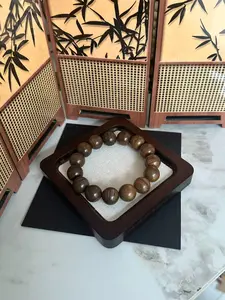 1pc Agarwood 15mm Bracelet, Buddha Beads Ethnic Style, Natural Wood, Elegant and Stylish, Suitable for Large Skeletons, All Seasons
