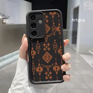 Compatible with Samsung S24 ultra plus S25 S23 S22 Ultra Plus Textured Western Design Advanced fashion gift Rugged Durable shockproof Anti-Scratch soft Silicone case