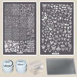 Full Kit for Nail Art Transfers, Nail Art Transfer Plate Set, Complete Nail Design Tools, Ideal for Nail Enthusiasts, Professional Quality