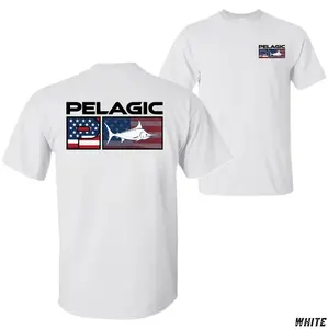 Pelagic USA Flag Logo Shirt, Patriotic Marlin Graphic Tee, Soft Cotton Offshore Shirt, American Fishing Lifestyle Apparel for Men & Women, Great Gift for Anglers and 4th of July Fans