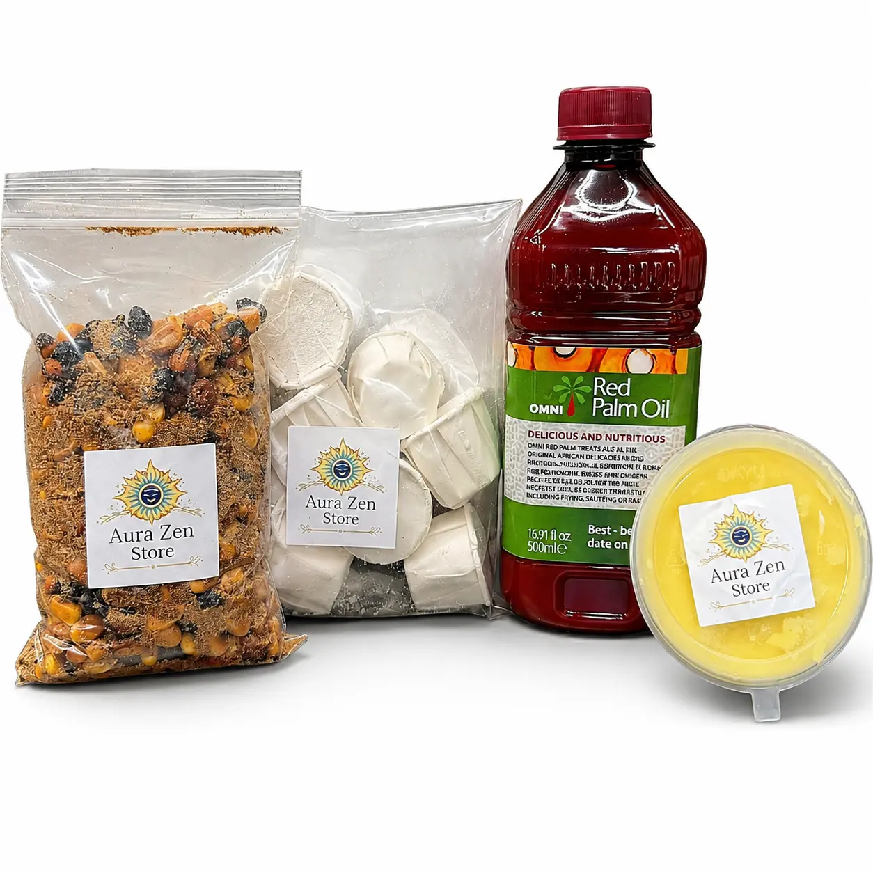 Kit Guerreros y Elegua Santeria Ifa Yoruba – Eku Maiz, Manteca de Corojo 500 ml, Cascarilla 10 pcs, Shea Butter, Spiritual Altar Supplies
