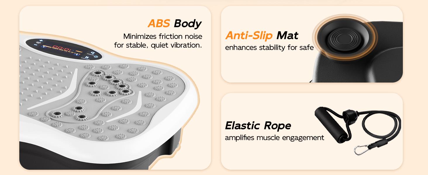 HopHorse High-Power Vibration Plate Equipment for Full Body Exercise Machine Oscillating plate 300 lbs Weight Capacity Bluetooth Remote Control 3-in-1 Indoor Home Gym Fitness Equipment with 2 Resistance Bands