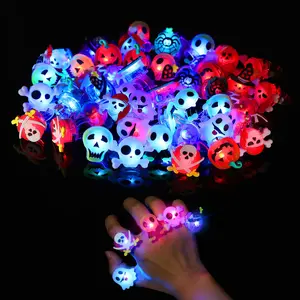50PCS Halloween LED Glow Rings – Flash Rings for Kids & Adults | Glow in the Dark Party Favors trick-or-treating, flashing glow toys, kids Halloween gift, LED finger rings,
