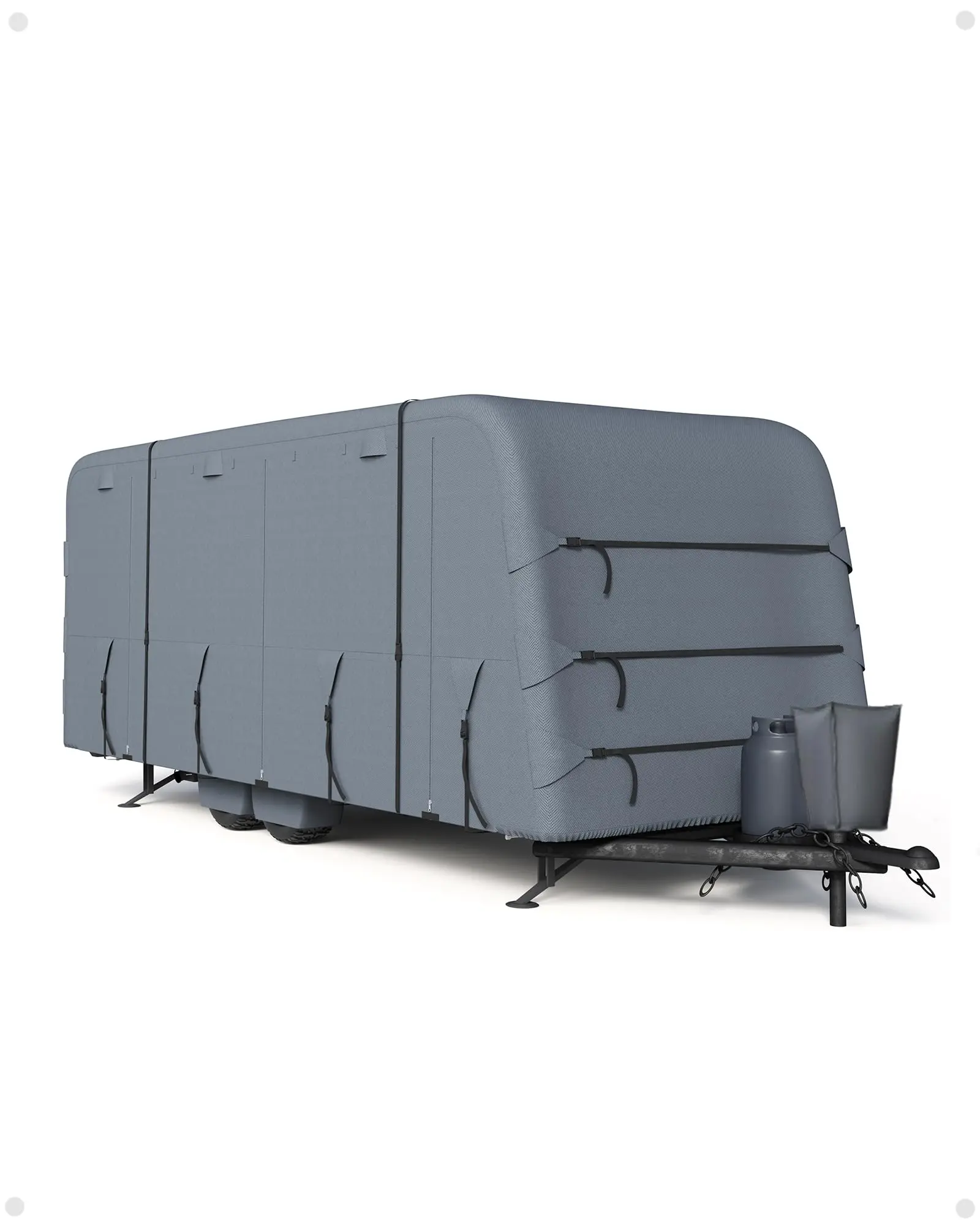 GARVEE Heavy-Duty Travel Trailer RV Cover, Extra-Thick Waterproof & Anti-UV 6 Layers Top Panel, Reinforced Windproof Camper Cover, Fits 21'-24' Motorhome, Breathable with 2 Straps & 4 Tire Covers