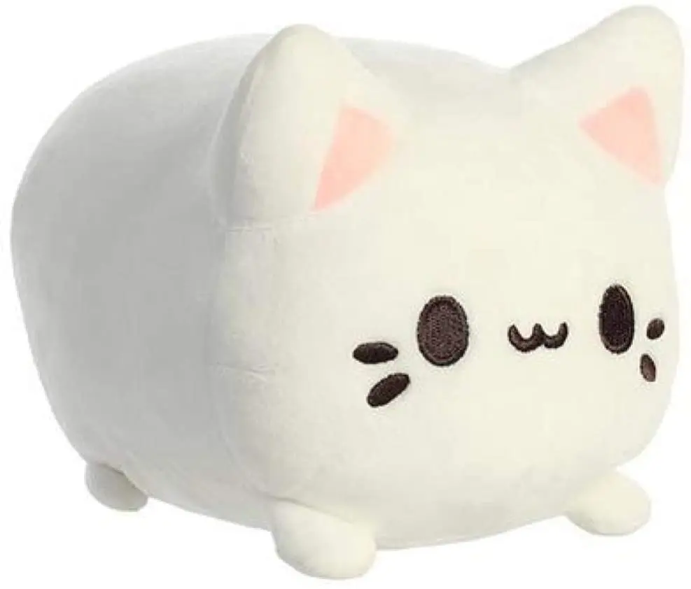7-Inch Tasty Peach Aurora Custard Meowchi Plush, Minky Fabric Overstuffed Kawaii Stuffed Animal, Huggable Collectible Toy