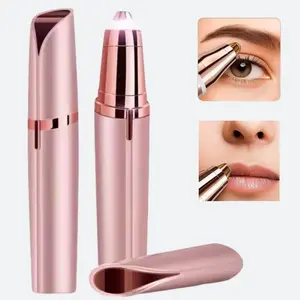 Eyebrow & Facial Trimmer: 2-in-1 Rechargeable Facial Hair Removal & Eyebrow Shaver - Body Razor with Built-In Rose Gold