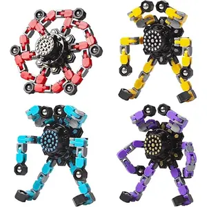 Easter Basket Stuffers Transformable Fidget Spinners 4 Pcs for Kids and Adults, Stress Relief Sensory Toys, Fingertip Gyros for Kids Party Stuffers